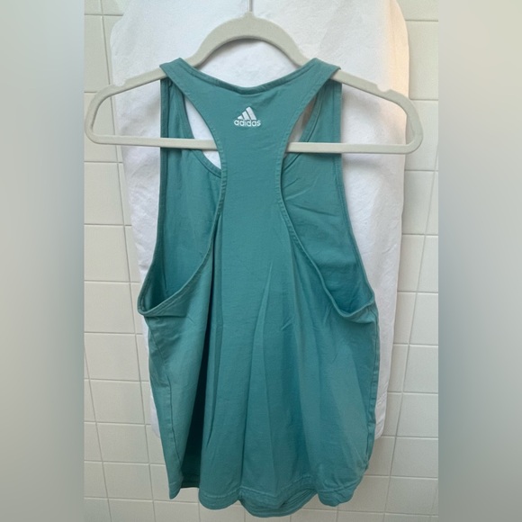 ADIDAS WOMEN'S ESSENTIALS LOOSE LOGO MEDIUM TANK TOP IN MINT/WHITE - Picture 6 of 6